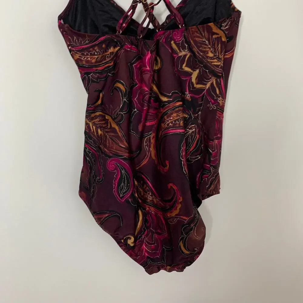 MagicSuit Empress Celeste One-Piece Swimsuit Purple Gold Womens US10